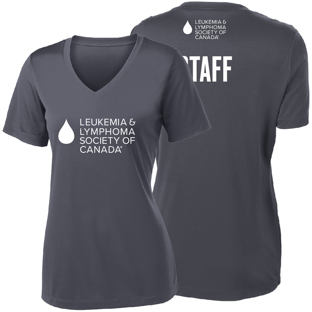 Apparel - Women's V-Neck- Grey STAFF Shirt - Canada Logo - LLSC103